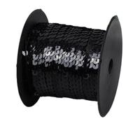 Passamaneria con paillettes da cucire Nastro con lustrini rotondi sciolti paillettes, dimensioni multiple da 6 mm(Black,5Yards)