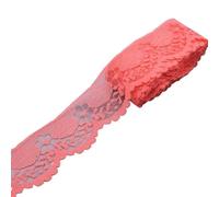 Passamaneria in pizzo di cotone all'uncinetto, Nastro in pizzo fai da te for cucito artigianale, larghezza 40 mm, multicolore, confezione da 5 o 10 iarde(Watermelon Red,5 yards)
