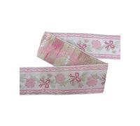 Passamaneria Nastro Gallone Tirolese Ricamo Fiocco Fiore Base Bianco Alto 5 Cm