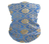 Passamontagna Blue And Gold Japanese Vintage Flowers Sciarpa al Collo Elastico Multiuso Scaldacollo per Pesca Donna Estivo 25X50Cm