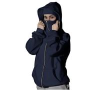 Passamontagna da donna con cappuccio e maschera per il viso da sci, doppio cappuccio, in micropile con cerniera, giacca per autunno inverno, antivento, caldo, streetwear, atletica, allenamento, felpa