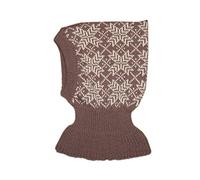 Passamontagna da inverno, per bambini, per ragazzi e ragazze, in 100% lana merino, fatto a maglia marrone/bianco naturale. L