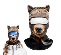 Passamontagna da sci 3D Animal Cat Face invernale con orecchie e copertura | Morbido poliestere con fodera in pile, protezione dal vento per sci e ciclismo, copricapo a tema gatto per foto e feste