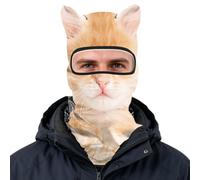 Passamontagna da sci 3D Animal Cat Face invernale con orecchie e copertura | Morbido poliestere con fodera in pile, protezione dal vento per sci e ciclismo, copricapo a tema gatto per foto e feste