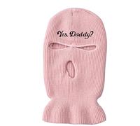 Passamontagna da sci a 3 fori con maschera da sole e viso integrale, ricamata, per sport all'aria aperta, per uomini e donne, Rosa, 64 EU