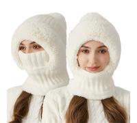 Passamontagna Donna Invernale Cappello lavorato a maglia Cappello da donna Cappello a cuffia termico 3 in 1 Set Berretto in tessuto elastico for donna Cappello termico antivento con collo in cashmere
