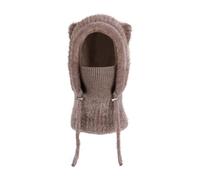 Passamontagna foderato in pile 3 in 1 con cappuccio for donna, berretto invernale lavorato a maglia, sciarpa, maschera termica for il viso, sport all'aria aperta durante il freddo(X047 Coffee 9206)