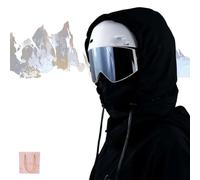 Passamontagna impermeabile foderato in pile, 3 in 1, passamontagna da sci, cappello con coulisse, copertura invernale calda per viso e collo, Nero , Taglia unica