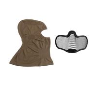 Passamontagna Integrale Maschera Airsoft con Visiera in Rete D'acciaio, Protezione Solare e Traspirante, Attrezzatura Tattica per CS, Paintballe e Cosplay(Brown)