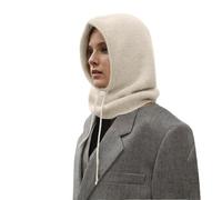 Passamontagna invernale da donna, con cappuccio, lavorato a maglia, antivento, termico, scaldacollo, morbido e caldo, per ciclismo, autunno, inverno, balaclava per sport all'aria aperta, bianco,