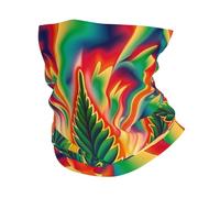 Passamontagna Marijuana Leaves Psychedelic Hippie Cannabis Leaves Trippy Bandana Multiuso Elastico Scaldacollo per Yoga Escursionismo Uomo 25X50Cm