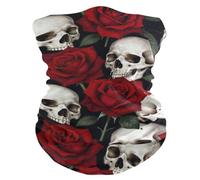 Passamontagna Red Roses with Skulls Gothic Halloween Copricapo a mezza