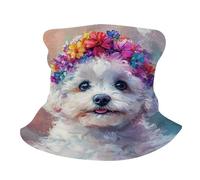 Passamontagna White Dog with A Vibrant Flower Crow Sciarpa al Collo Multiuso Protezione UV Ghetta da Collo per Motocicletta Ciclismo Outdoor 25X50Cm