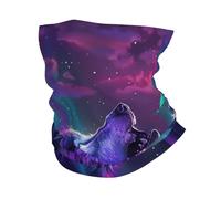 Passamontagna Wolf Howling Moon Northern Light Neon Wild Animal Bandana Sportiva Multiuso Ghetta per Sports Yoga Bambini 25X50Cm