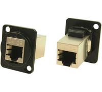 Passante Montaggio Pannello Connettore FTP CAT5E RJ45-RJ45 Nero Metl -