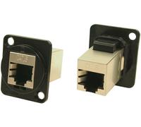 Passante Montaggio Pannello Connettore FTP CAT6 RJ45-RJ45 Nero Metal -