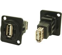 Passante Montaggio Pannello Connettore USB 2 a ad A Nero Metallo - CP30208NMB