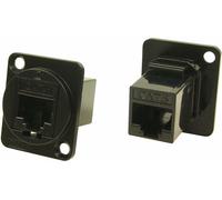Passante Montaggio Pannello Connettore UTP CAT6 RJ45-RJ45 Nero Metal - CP30222MB