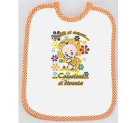 [Passaparola] Bavaglino - Belli si nasce arancio - Umoristico - Unisex Bambina Bambino pappa - Made in Italy (azzurro)