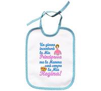 [Passaparola] Bavaglino - La mia Principessa azzurro -Il mio Principe rosa - Umoristico - unisex pappa - Made in Italy (azzurro)