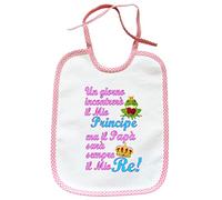 [Passaparola] Bavaglino - La mia Principessa azzurro -Il mio Principe rosa - Umoristico - unisex pappa - Made in Italy (rosa)