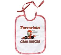 PASSAPAROLA Bavaglino -MOLTE GRAFICHE DISPONIBILI- Ferrarista rosso- Umoristico - unisex pappa - Made in Italy