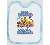 [Passaparola] Bavaglino -Sono bravo quando dormo - Umoristico - Unisex Bambina Bambino pappa - Made in Italy (Azzurro)