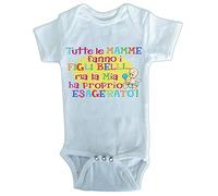 PASSAPAROLA Body neonata divertente, body bimbo spiritoso,in cotone 100% manica corta con bottoncini.SCEGLI LA GRAFICA CHE PREFERISCI TRA QUELLE PROPOSTE. (0-6 mesi, Body PI052 Tutte le mamme)