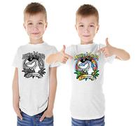 PASSAPAROLA, T-Shirt Solar Bambino Che Cambia Colore al Sole, Maglietta Bimbo Girocollo Manica Corta, 100% Cotone, 150gr/m2 (10-12 Anni, S1 Squalo Pirata)