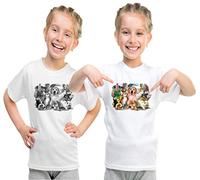 PASSAPAROLA, T-Shirt Solar Bambino S6 Animali Pets Che Cambia Colore al Sole, Maglietta Bimbo Girocollo Manica Corta, 100% Cotone, 150gr/m2 (4-6 Anni)