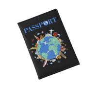 Passaporti titolari di viaggio, accessori da viaggio, stampa a colori, copertura per passaporti globali per carte di credito, passaporto, copertura in pelle PU, cover globale, Nero , Bellezza di massa