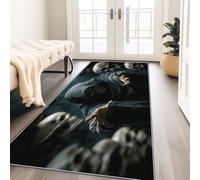 passatoia 80x200 cm Antiscivolo Lavabile Antimacchia Teschio della morte gotica Tappeto Runner Lungo per Corridoio Ufficio Entrata Casa Cucina da Ingresso Grigio