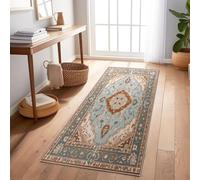 Passatoia Corridoio Il motivo centrale è elegante. Tappeto Cucina Antiscivolo Lavabile 60x240 cm Assorbente per Porta, Ingresso Interno e Lavanderia Marrone Blu