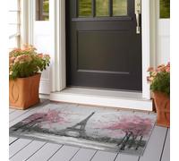 Passatoia Corridoio Torre Eiffel e i suoi ciliegi in fiore Tappeto Cucina Antiscivolo Lavabile 60x240 cm Assorbente per Porta, Ingresso Interno e Lavanderia rosa