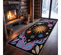 Passatoia da cucina 75 x 200 cm, antiscivolo, passatoia corridoio | Tappeto mistico celeste cosmo sole simboli astrologici pianeti lungo tappeto antiscivolo per soggiorno camera da letto