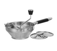 Passaverdura Manuale in Acciaio Inox con Intercambiabili | Impugnatura Ergonomica, Ganci Doppi per Stabilità sulla Ciotola, Finitura Argentata Lucida