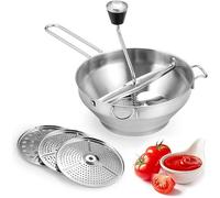 Passaverdure Manuale in Acciaio Inossidabile 33 x 20 cm con 3 Dischi Intercambiabili Macinino alimentare with manico ergonomico for patate frutta zuppe