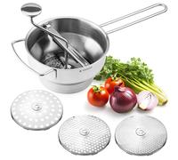 Navaris Passaverdure Manuale Acciaio Inox Ø20,5cm - 3x Dischi Passaverdura di Ricambio - Passatutto per Verdure Frutta - Purè Salse Zuppe Vellutate