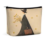 Passeggiata con cane e fiori, borsa per il trucco, organizer da viaggio per articoli da toilette, pochette cosmetica per donna, regalo di compleanno per mamma, ragazze, donne e sorelle