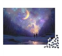 Passeggiata nella notte stellata, puzzle da 1000 pezzi con gatti e pannello in vetro colorato, gioco educativo per adulti, decorazione per la casa, difficile, 38x26 cm
