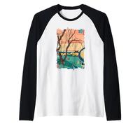 Passeggiata Sera Edo Paesaggio Ukiyo-e serenità Arte Maglia con Maniche Raglan