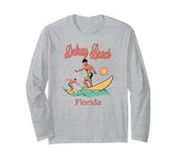 Passeggiata sul lungomare di Pesca Surfer Surfer Florida Delray Beach FL Maglia a Manica