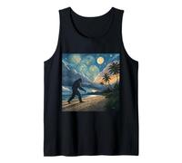 Passeggiata sulla spiaggia tropicale di Bigfoot sotto i cieli crepuscolari stellati Canotta
