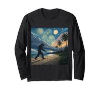 Passeggiata sulla spiaggia tropicale di Bigfoot sotto i cieli crepuscolari stellati Maglia a Manica