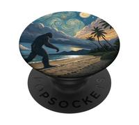 Passeggiata sulla spiaggia tropicale di Bigfoot sotto i cieli crepuscolari stellati PopSockets PopGrip Adesivo