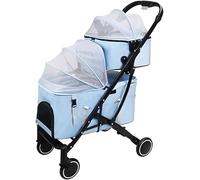 Passeggini leggeri per cani e gatti Passeggino per cani Passeggino per animali a doppio strato Traspirante Trasportino per gatti Passeggino staccabile a due strati (Blu) (Blu)
