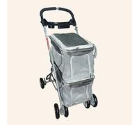 Passeggini per animali domestici per 2 cani Passeggino per animali domestici a 4 ruote Carrello pieghevole a due posti pieghevole per cani, gatti (arancione) (grigio)
