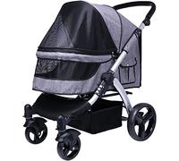 Passeggini per animali domestici per cani di taglia grande Passeggino da viaggio per gatti Passeggino per gatti Passeggino in tessuto Oxford traspirante Lega di alluminio Carico 30 kg (Grigio scuro)