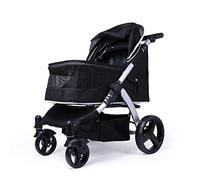 Passeggini per cani di grossa taglia Passeggino da viaggio Passeggino per gatti per due gatti Tessuto Oxford 600d traspirante Lega di alluminio Carico 30 kg (Nero) (Nero)