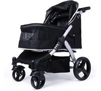 Passeggini per cani di grossa taglia Passeggino da viaggio Passeggino per gatti per due gatti Tessuto Oxford 600d traspirante Lega di alluminio Carico 30 kg (Nero) (Nero)